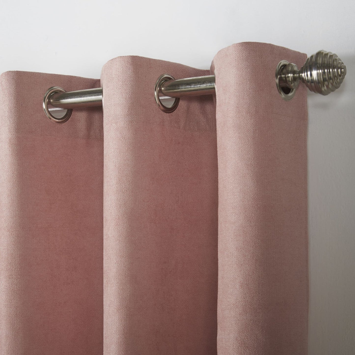 Alan Symonds Velvet Chenille Eyelet Curtains - Blush