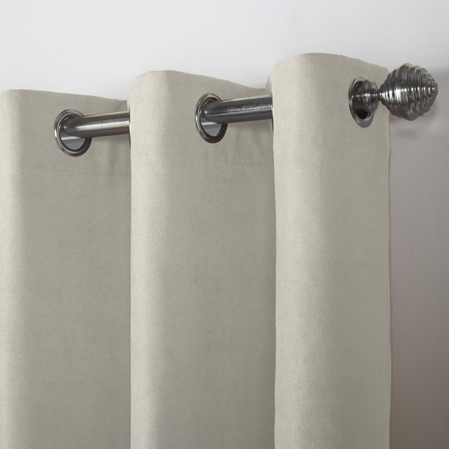 Alan Symonds Velvet Chenille Eyelet Curtains - Cream