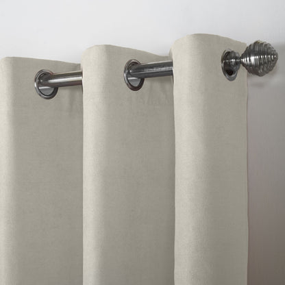 Alan Symonds Velvet Chenille Eyelet Curtains - Cream