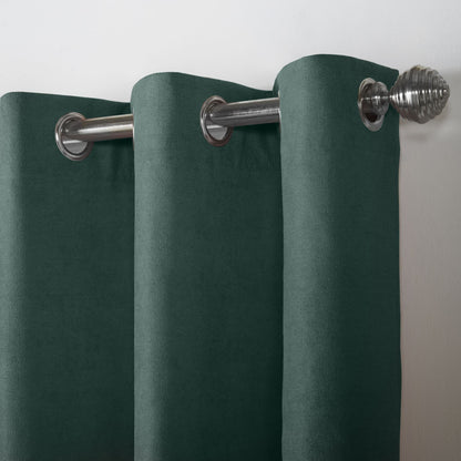 Alan Symonds Velvet Chenille Eyelet Curtains - Green