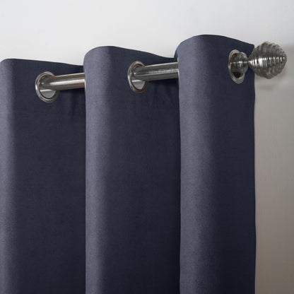 Alan Symonds Velvet Chenille Eyelet Curtains - Navy