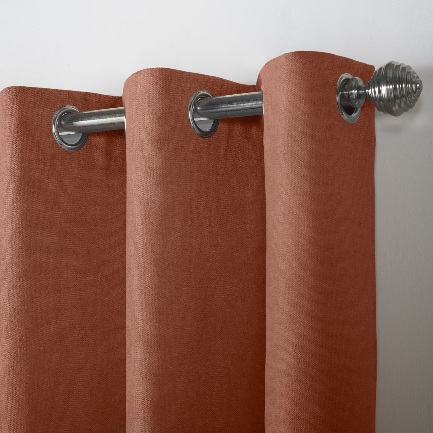 Alan Symonds Velvet Chenille Eyelet Curtains - Orange