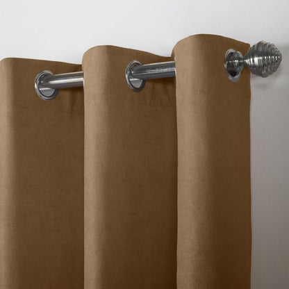Alan Symonds Velvet Chenille Eyelet Curtains - Tan