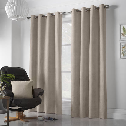 Alan Symonds Velvet Chenille Eyelet Curtains - Taupe