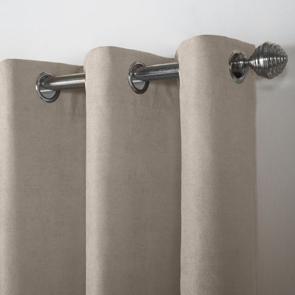 Alan Symonds Velvet Chenille Eyelet Curtains - Taupe