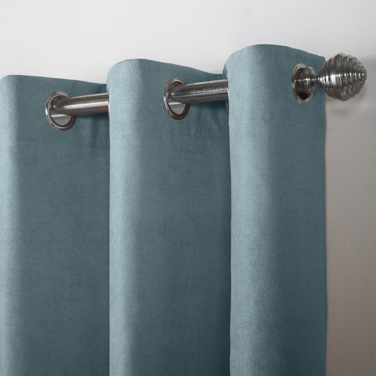 Alan Symonds Velvet Chenille Eyelet Curtains - Teal