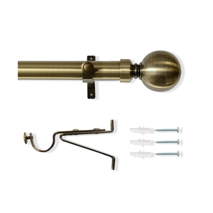 Laura Ashley Ball 28mm Metal Eyelet Curtain Pole - Antique Brass