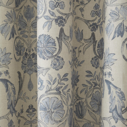 Averie Pair of Pencil Pleat Curtains With Tie-Backs by Dreams & Drapes Design in Blue - Pair of Pencil Pleat Curtains With Tie-Backs - Dreams & Drapes Design