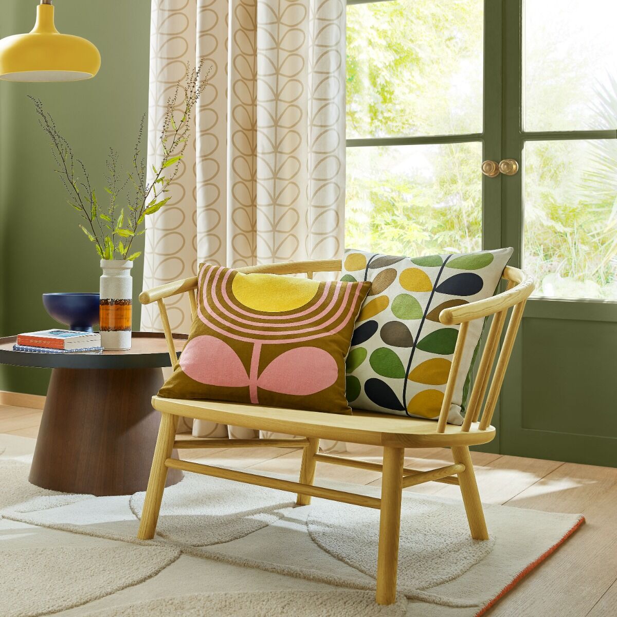 Orla Kiely Striped Tulip Filled Cushion - Pink/Ochre