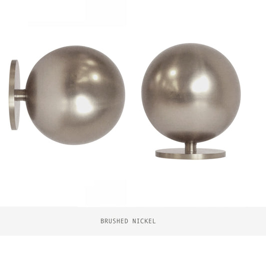 Jones Esquire Sphere 50mm Metal Curtain Pole Finials (Pair) - Brushed Nickel