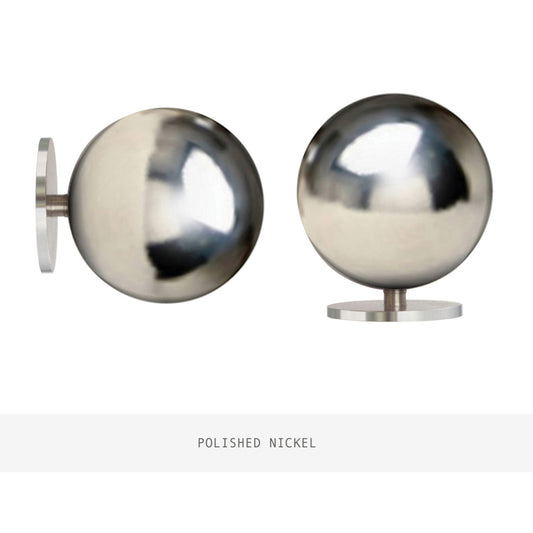 Jones Esquire Sphere 50mm Metal Curtain Pole Finials (Pair) - Polished Nickel