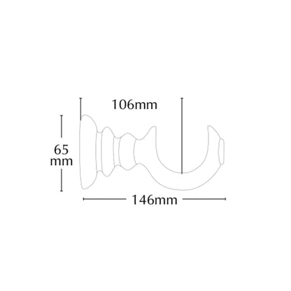 Jones Florentine Ribbed Ball 48mm Wooden Curtain Pole - Pewter