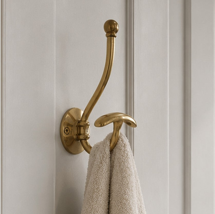 Jones Circular Double Bath Hook - Brass