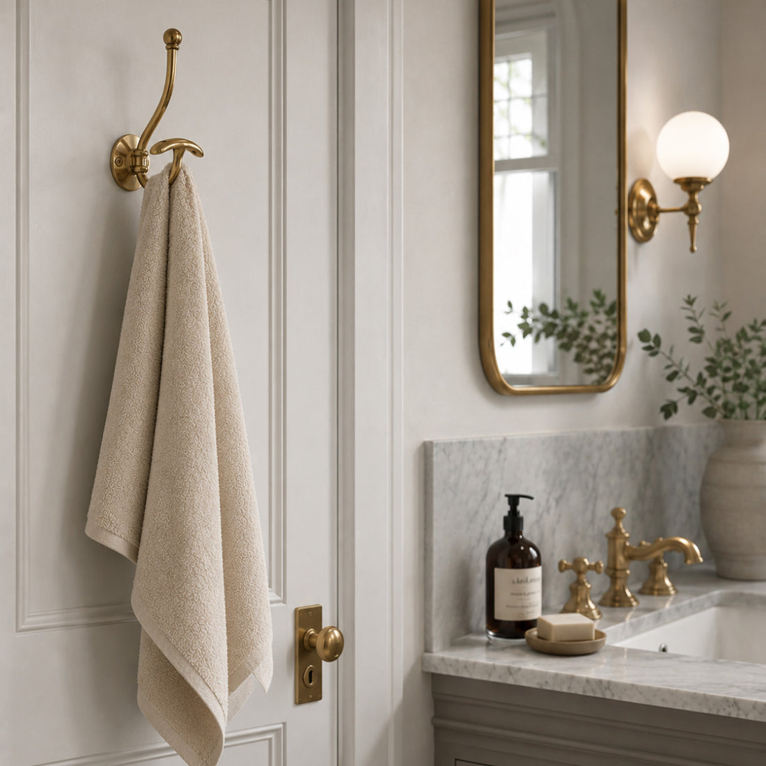 Jones Circular Double Bath Hook - Brass