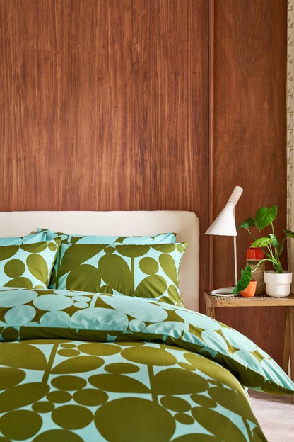 Orla Kiely Bubble Flower Duvet Cover Set - Aqua Seagrass