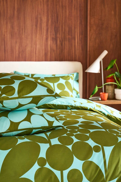 Orla Kiely Bubble Flower Duvet Cover Set - Aqua Seagrass