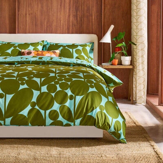 Orla Kiely Bubble Flower Duvet Cover Set - Aqua Seagrass
