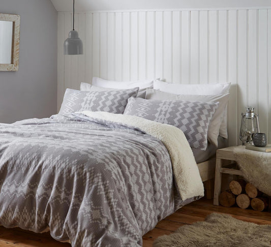 Catherine Lansfield Alpine Fleece Duvet Cover Set - Grey