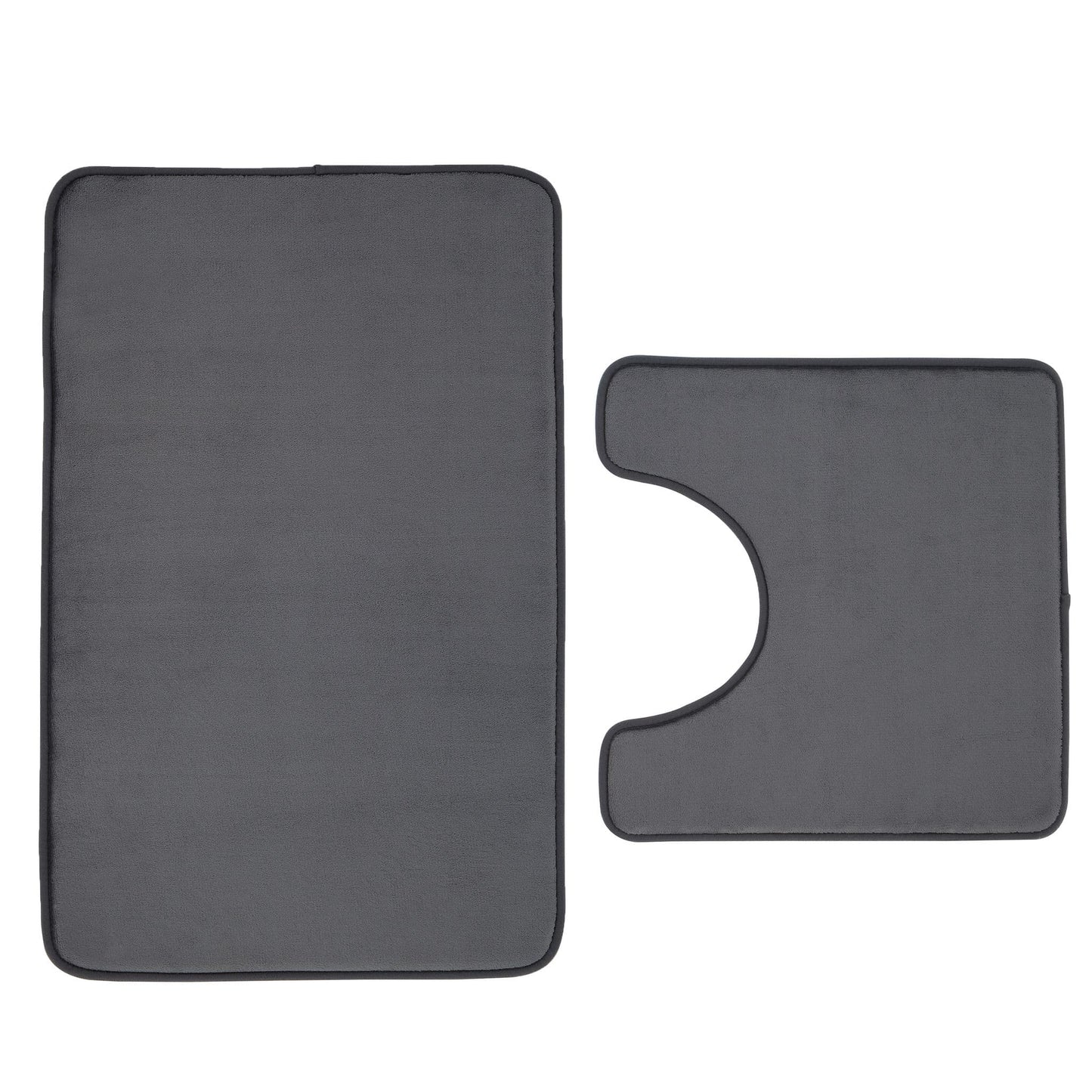 Catherine Lansfield Anti-Bacterial Memory Foam Bath Mat and Pedestal Set - Charcoal