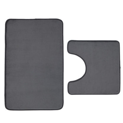 Catherine Lansfield Anti-Bacterial Memory Foam Bath Mat and Pedestal Set - Charcoal