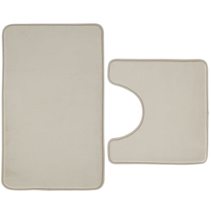 Catherine Lansfield Anti-Bacterial Memory Foam Bath Mat and Pedestal Set - Natural