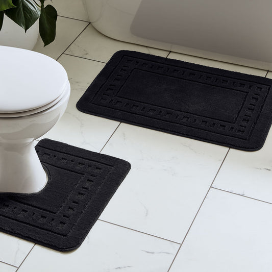Catherine Lansfield Armoni Bath Mat and Pedestal Set - Black