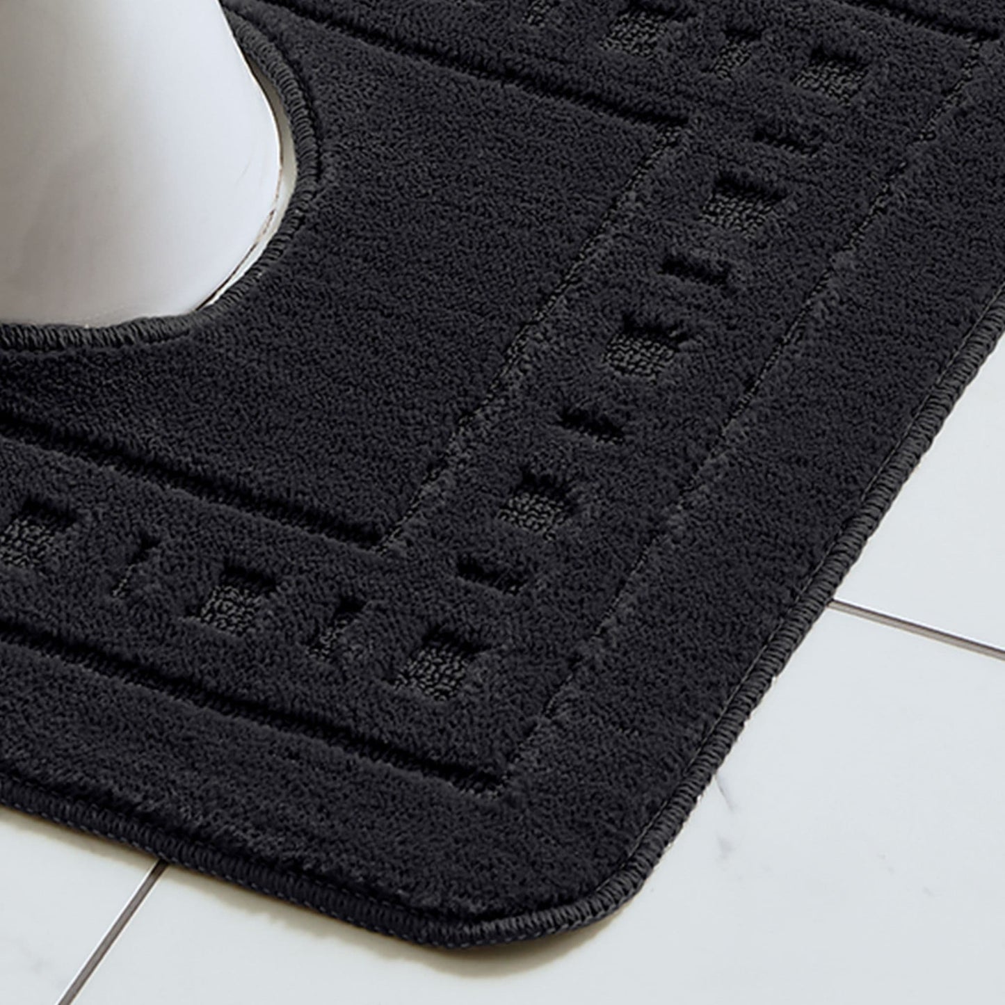 Catherine Lansfield Armoni Bath Mat and Pedestal Set - Black
