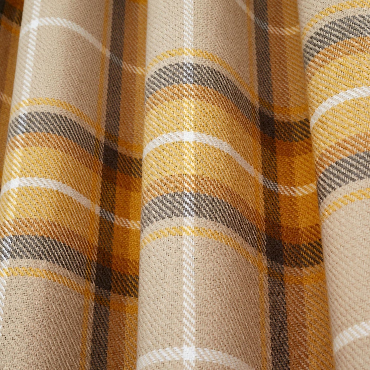 Catherine Lansfield Brushed Heritage Check Eyelet Curtains - Ochre