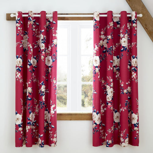 Catherine Lansfield Canterbury Blackout Eyelet Curtains - Plum
