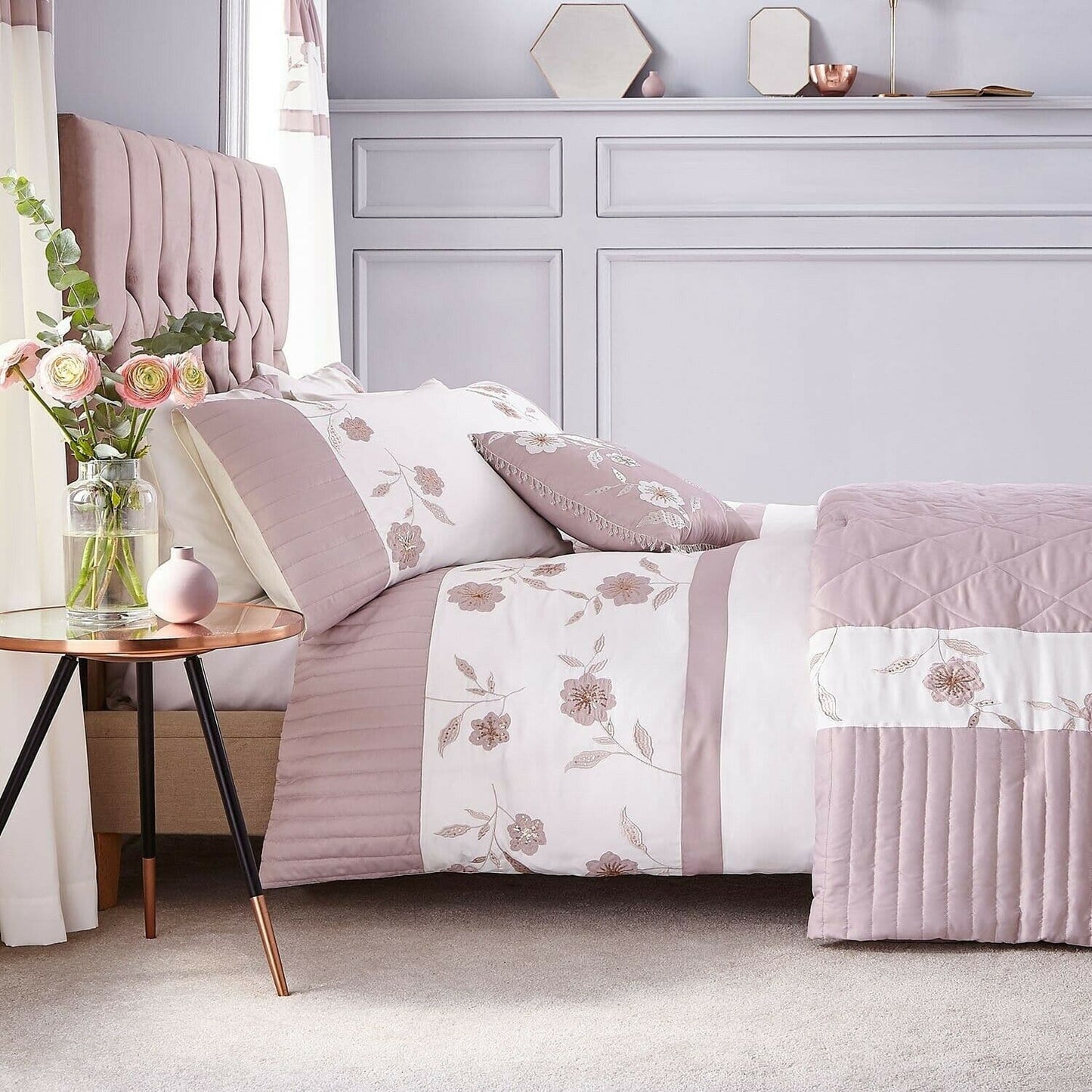 Catherine Lansfield Grace Duvet Cover Set - Natural