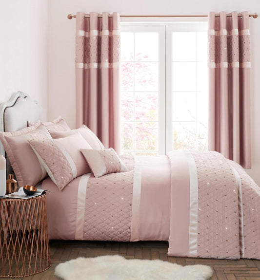 Catherine Lansfield Sequin Cluster Duvet Cover Set - Blush