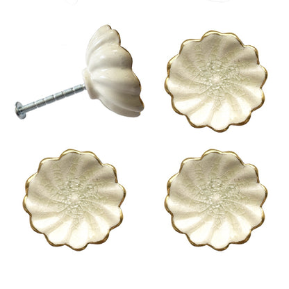 Laura Ashley Scalloped Drawer Pulls (Pack of 4) - Off White & Gold
