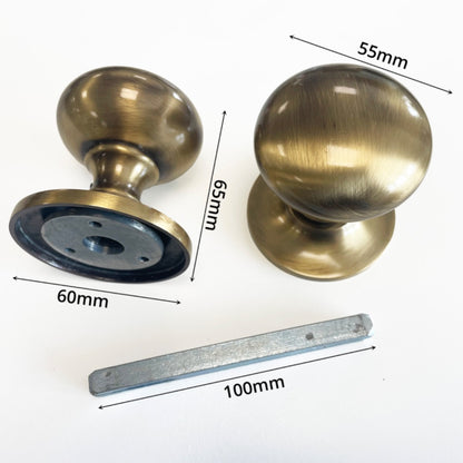 Jones Concealed Mortice Door Knobs (Pair) - Antique Brass