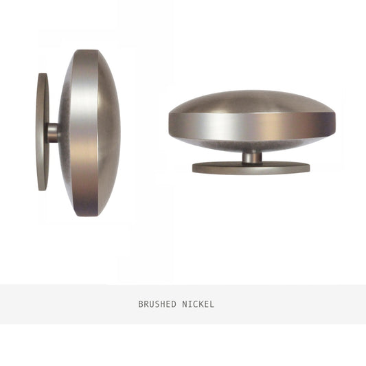 Jones Esquire Curved Disc 50mm Metal Curtain Pole Finials (Pair) - Brushed Nickel