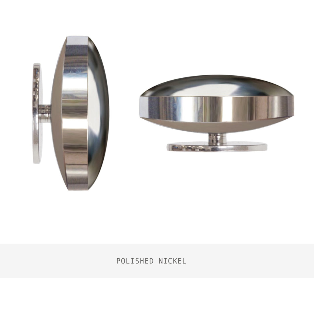 Jones Esquire Curved Disc 50mm Metal Curtain Pole Finials (Pair) - Polished Nickel