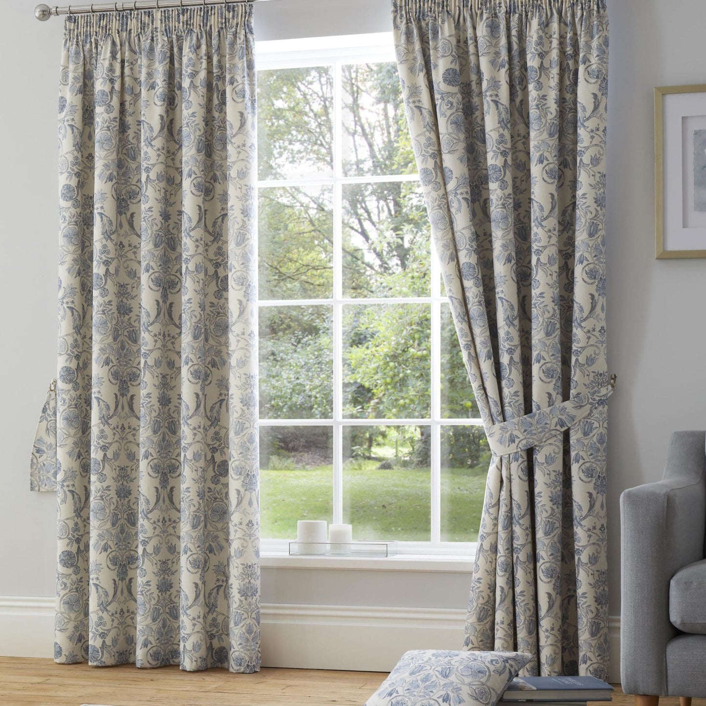 Dreams & Drapes Averie Blue Pencil Pleat Curtains