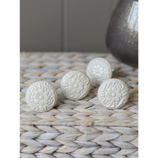 Laura Ashley Embossed Drawer Pulls (Pack of 4) - Cream
