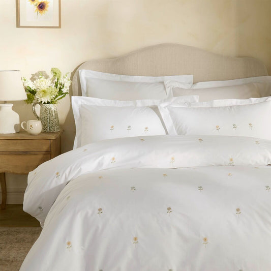 Sophie Allport Embroidered Sunflowers Duvet Cover Set - White