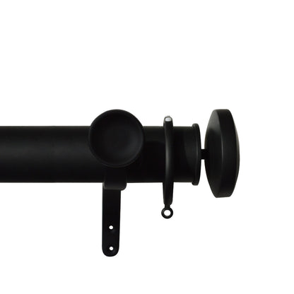 Jones Esquire Curved Disc 50mm Metal Curtain Pole Finials (Pair) - Carbon Black