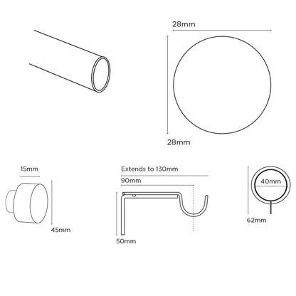 Speedy Stud 28mm Metal Curtain Pole - Chrome