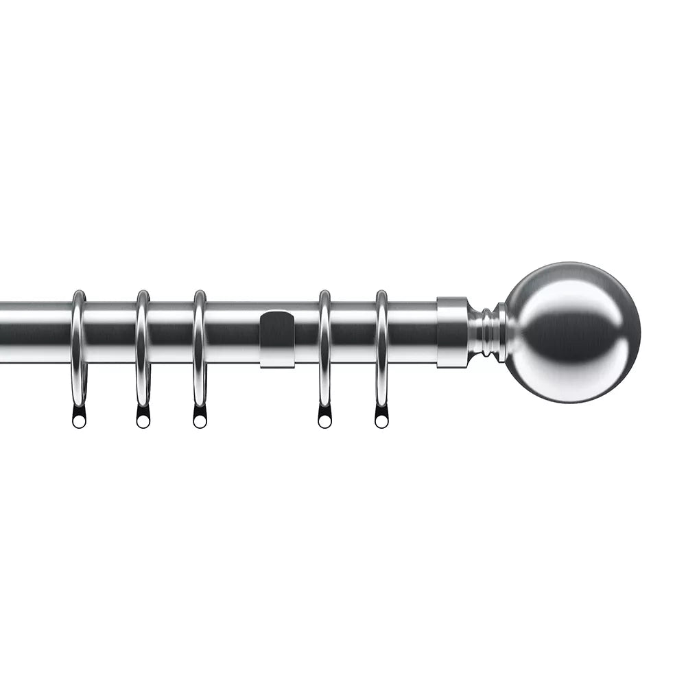 Speedy Ball 28mm Metal Curtain Pole - Satin Silver