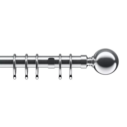 Speedy Ball 28mm Metal Curtain Pole - Satin Silver