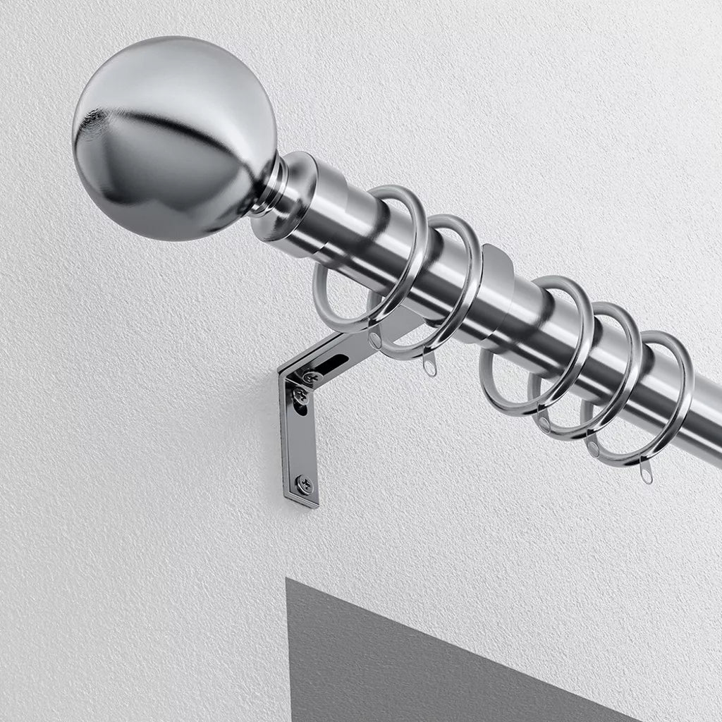 Speedy Ball 28mm Metal Curtain Pole - Satin Silver