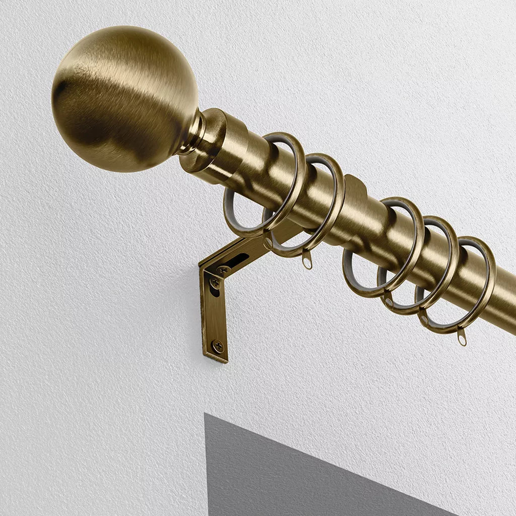 Speedy Ball 28mm Metal Curtain Pole - Antique Brass