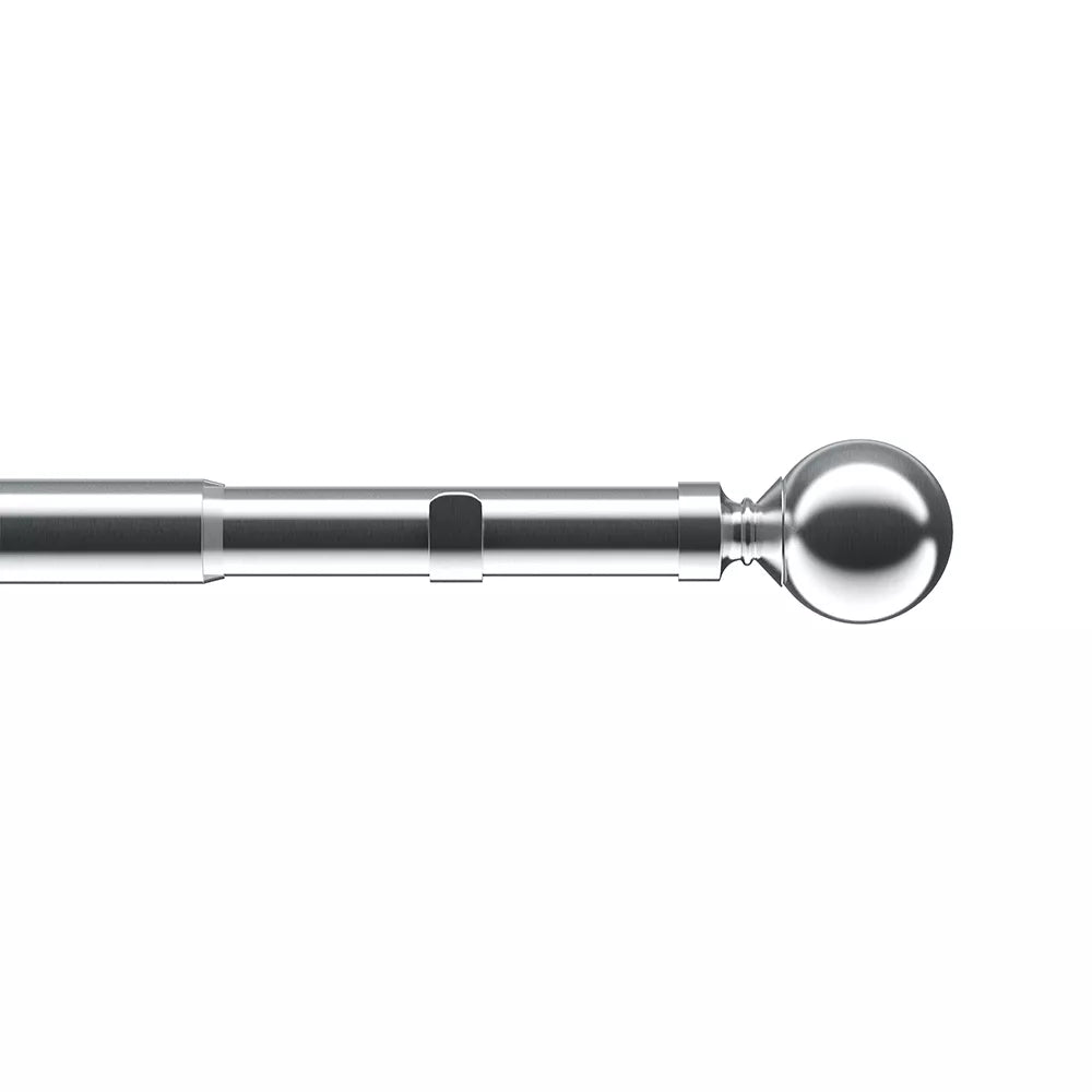 Speedy Eyelet Ball 22/25mm Extendable Metal Curtain Pole - Satin Silver