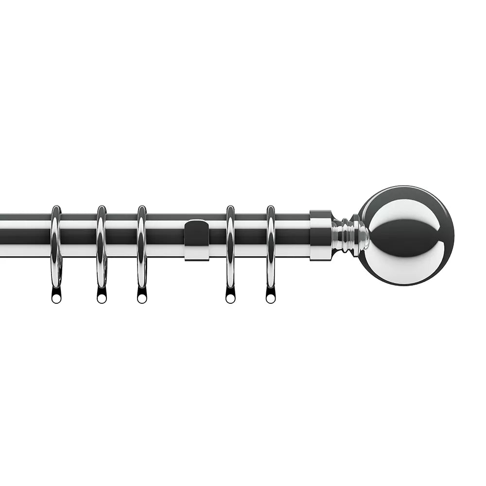 Speedy Ball 28mm Metal Curtain Pole - Chrome
