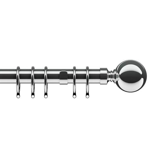 Speedy Ball 28mm Metal Curtain Pole - Chrome