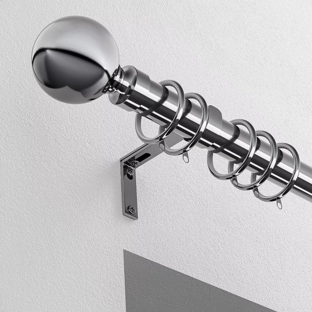 Speedy Ball 28mm Metal Curtain Pole - Chrome