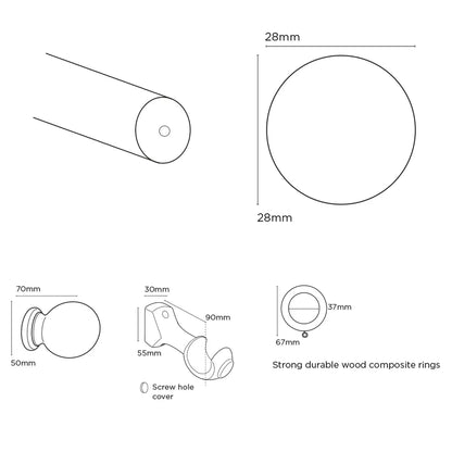 Speedy Victory 28mm Wooden Curtain Pole - Scratched White