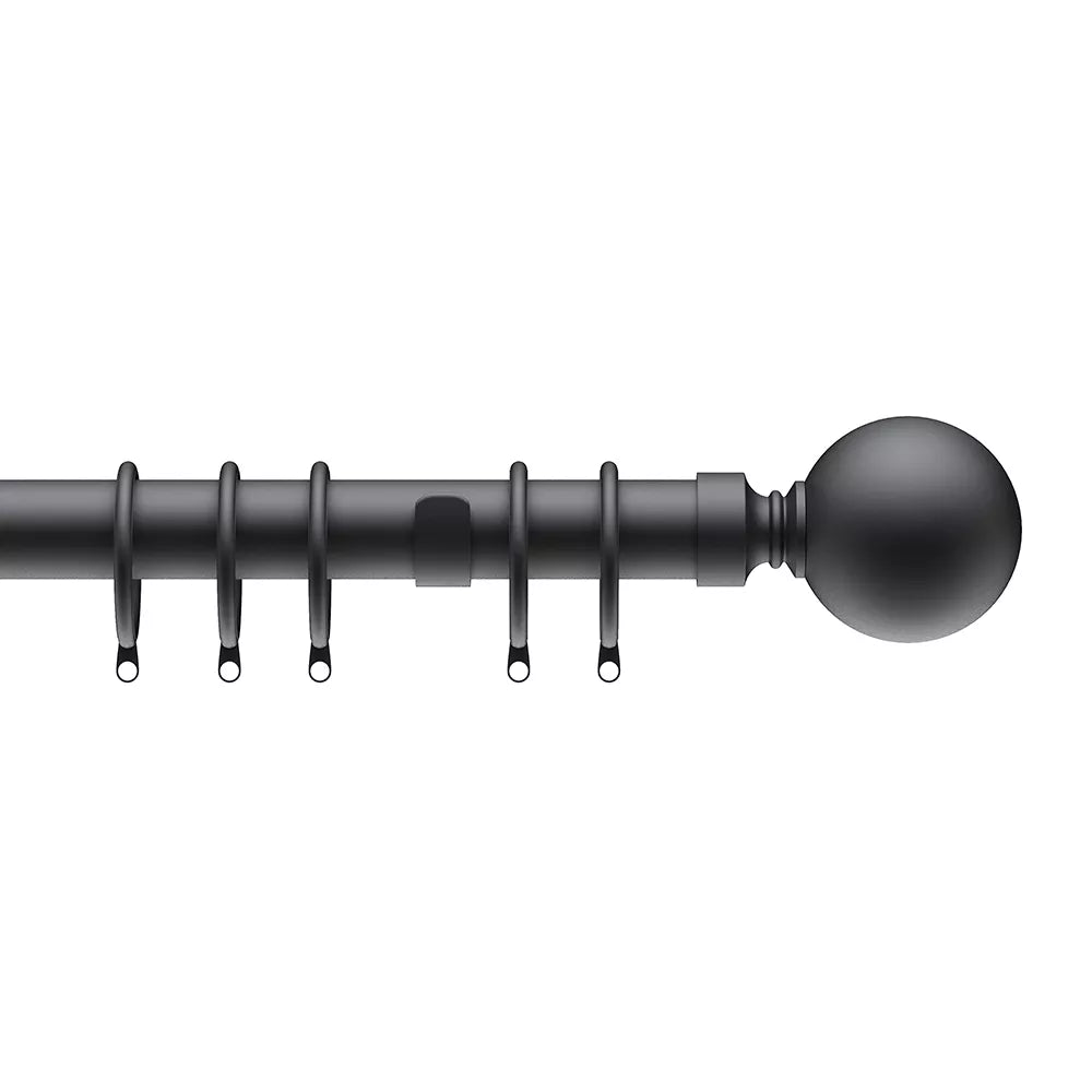Speedy Ball 28mm Metal Curtain Pole - Black